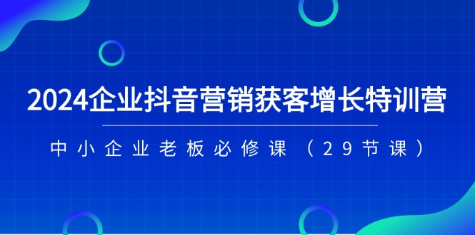 （11349期）2024企业抖音-营销获客增长特训营，中小企业老板必修课（29节课）-生财有道