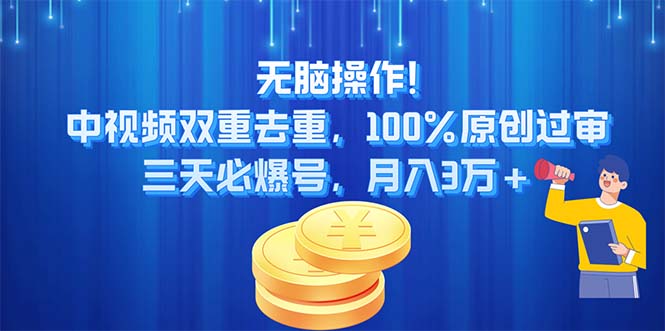（11353期）无脑操作!中视频双重去重，100%原创过审，三天必爆号，月入3万+-生财有道