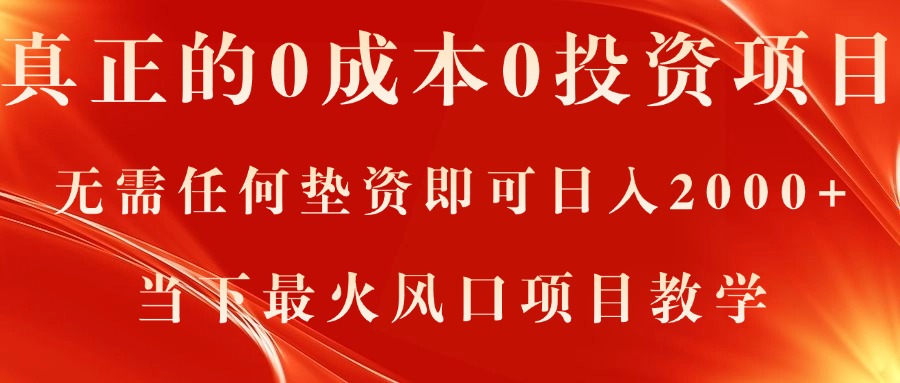 （11387期）真正的0成本0投资项目，无需任何垫资即可日入2000+，当下最火风口项目教学-生财有道