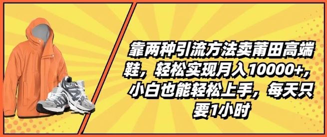 靠两种引流方法卖莆田高端鞋，轻松实现月入1W+，小白也能轻松上手，每天只要1小时【揭秘】-生财有道
