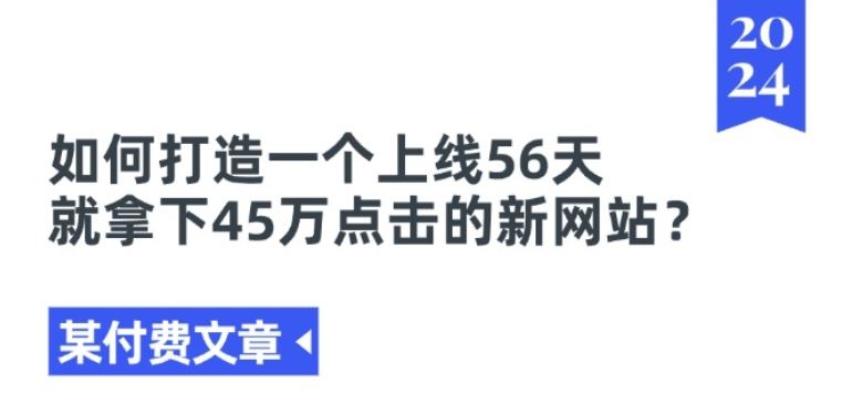 某付费文章《如何打造一个上线56天就拿下45万点击的新网站?》-生财有道