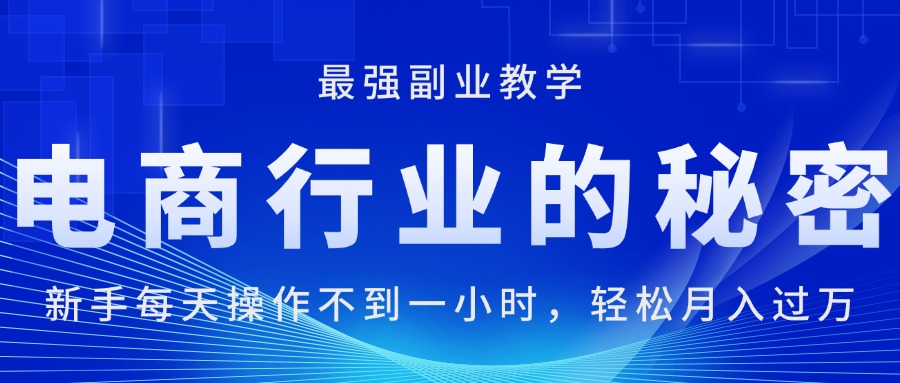 （11427期）电商行业的秘密，新手每天操作不到一小时，月入过万轻轻松松，最强副业…-生财有道