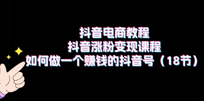（11436期）抖音电商教程：抖音涨粉变现课程：如何做一个赚钱的抖音号（18节）-生财有道