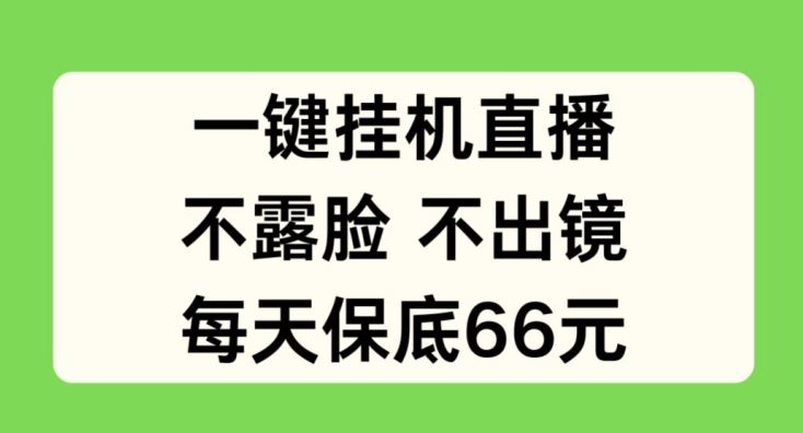 一键挂JI直播，不露脸不出境，每天保底66元【揭秘】-生财有道