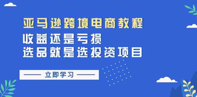 亚马逊跨境电商教程：收益还是亏损！选品就是选投资项目-生财有道