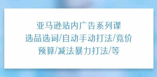 亚马逊站内广告系列课：选品选词/自动手动打法/竞价预算/减法暴力打法/等-生财有道