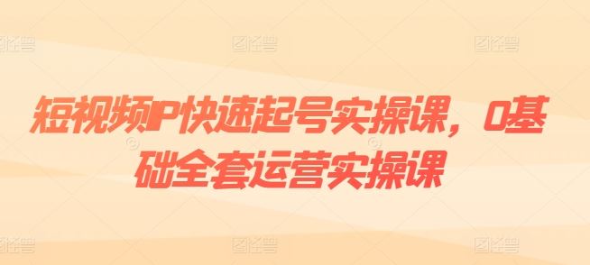 短视频IP快速起号实操课，0基础全套运营实操课，爆款内容设计+粉丝运营+内容变现-生财有道