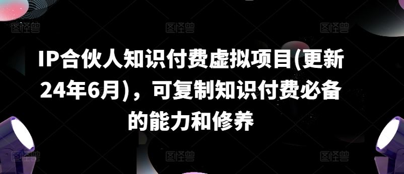 IP合伙人知识付费虚拟项目(更新24年6月)，可复制知识付费必备的能力和修养-生财有道