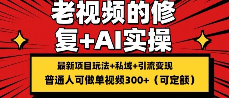 修复老视频的玩法，搬砖+引流的变现(可持久)，单条收益300+【揭秘】-生财有道