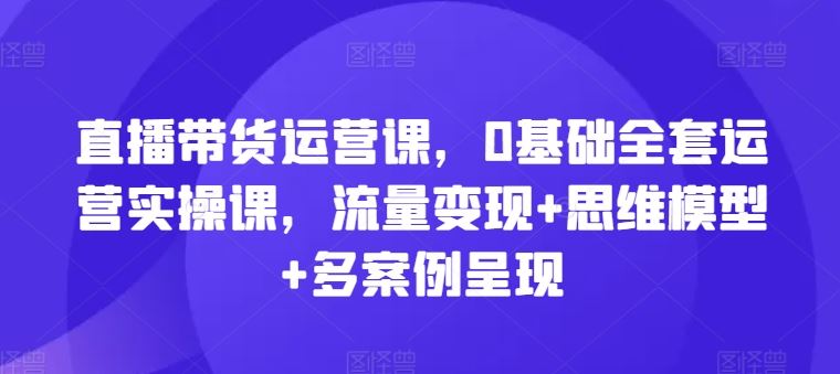 直播带货运营课，0基础全套运营实操课，流量变现+思维模型+多案例呈现-生财有道