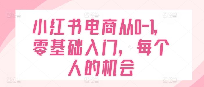 小红书电商从0-1，零基础入门，每个人的机会-生财有道