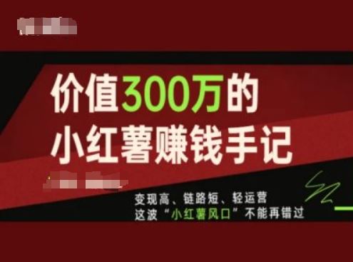 价值300万的小红书赚钱手记，变现高、链路短、轻运营，这波“小红薯风口”不能再错过-生财有道