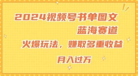 2024视频号书单图文蓝海赛道，火爆玩法，赚取多重收益，小白轻松上手，月入上万【揭秘】-生财有道