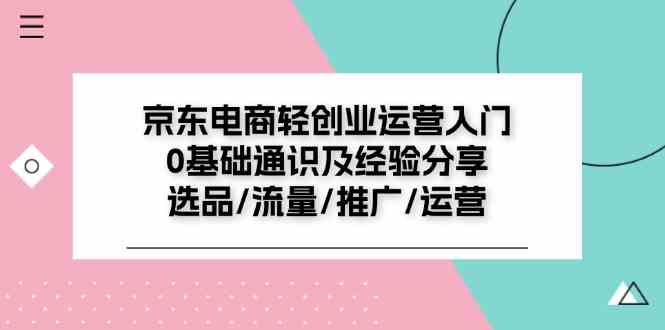 京东电商轻创业运营入门0基础通识及经验分享：选品/流量/推广/运营-生财有道