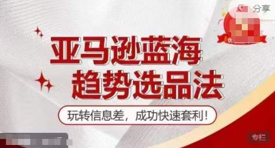 【训练营】亚马逊蓝海趋势选品法，玩转信息差，成功快速套利-生财有道