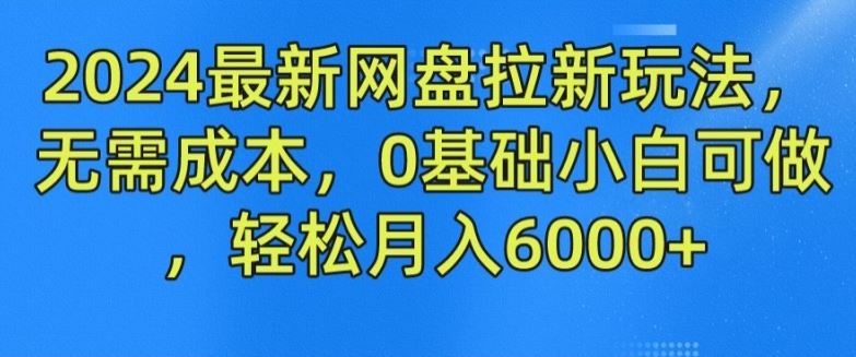 2024最新网盘拉新玩法，无需成本，0基础小白可做，轻松月入6000+【揭秘】-生财有道