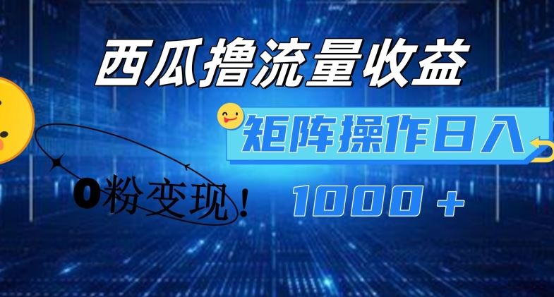 西瓜视频撸流量，简单上手，0粉变现矩阵操作，日入1000+【揭秘】-生财有道