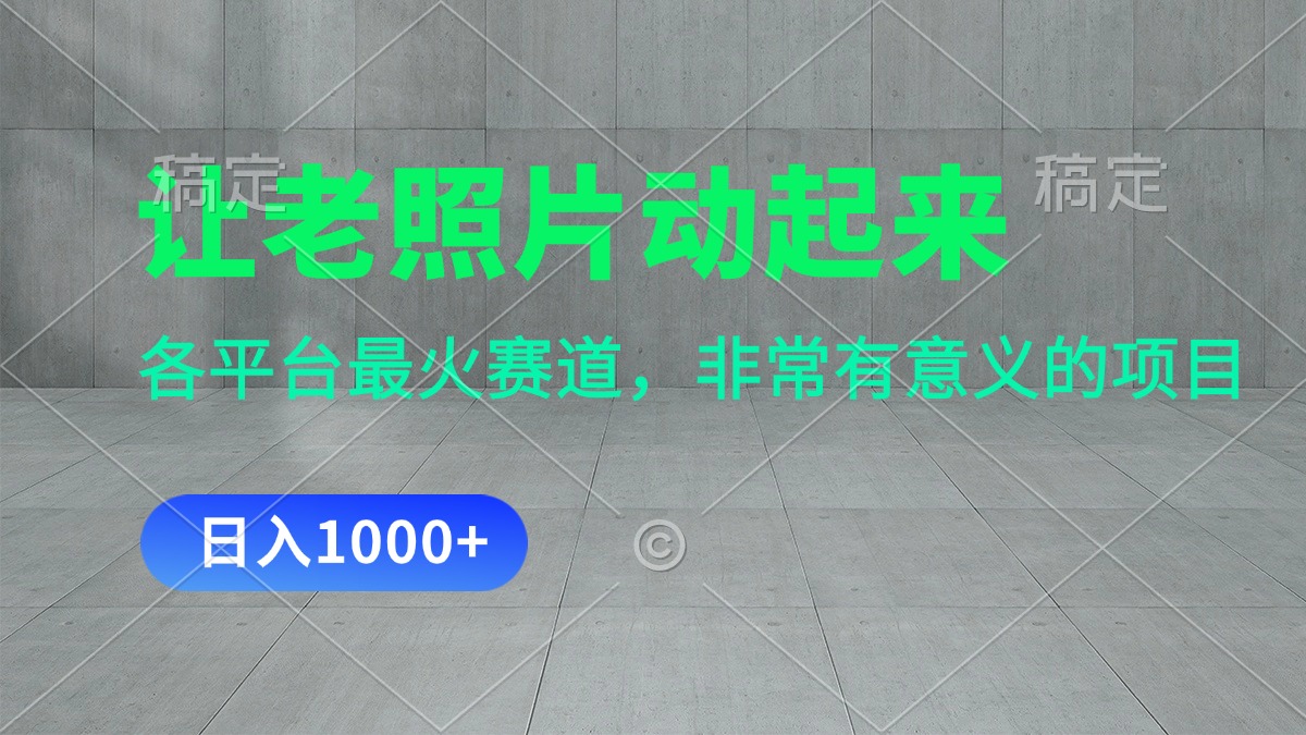 （11671期）让老照片动起来，一天变现1000+，各平台最火赛道，看完就会-生财有道