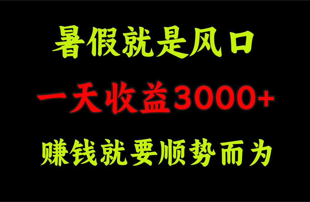 （11670期）一天收益3000+ 赚钱就是顺势而为，暑假就是风口-生财有道