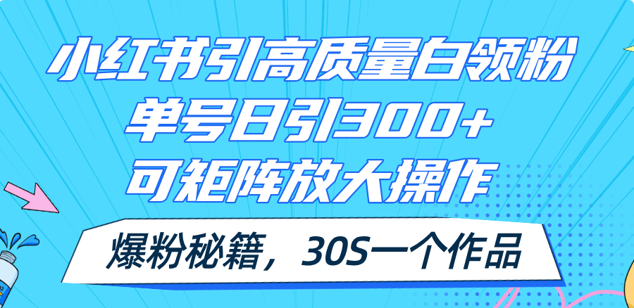 （11692期）小红书引高质量白领粉，单号日引300+，可放大操作，爆粉秘籍！30s一个作品-生财有道