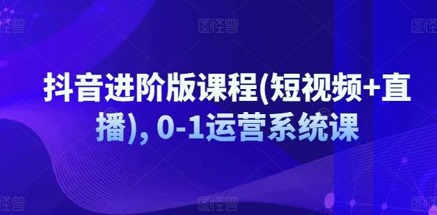 抖音进阶版课程(短视频+直播), 0-1运营系统课-生财有道