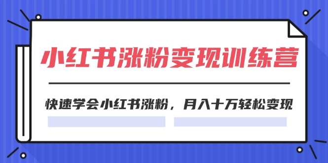 （11762期）2024小红书涨粉变现训练营，快速学会小红书涨粉，月入十万轻松变现(40节)-生财有道