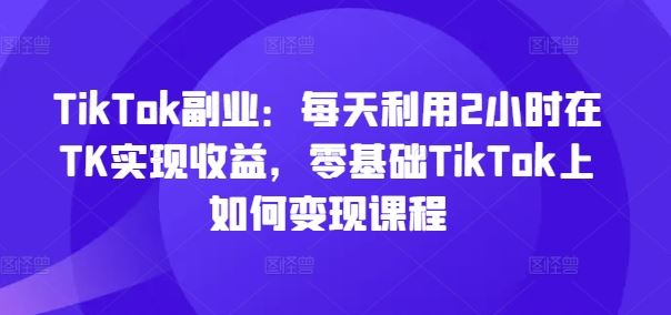 TikTok副业：每天利用2小时在TK实现收益，零基础TikTok上如何变现课程-生财有道