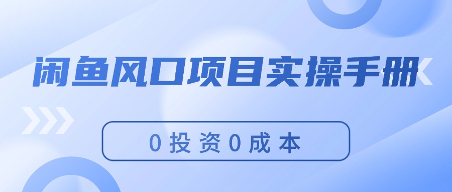 （11923期）闲鱼风口项目实操手册，0投资0成本，让你做到，月入过万，新手可做-生财有道