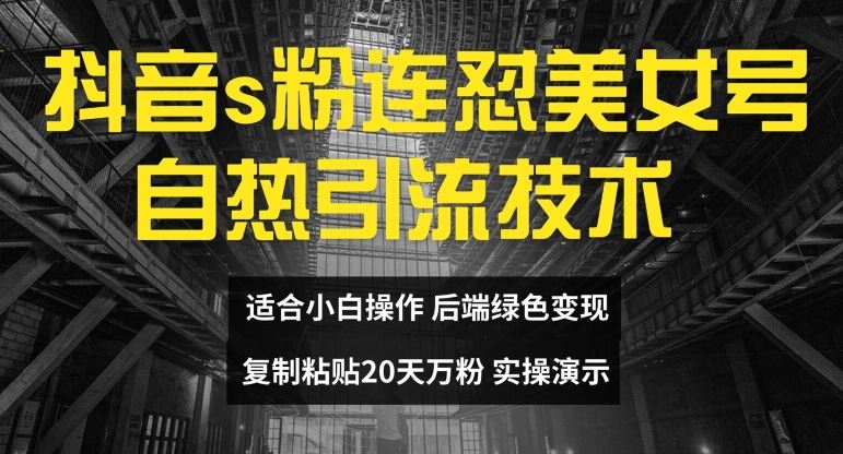 抖音s粉连怼美女号自热引流技术复制粘贴，20天万粉账号，无需实名制，矩阵操作【揭秘】-生财有道