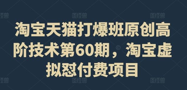 淘宝天猫打爆班原创高阶技术第60期，淘宝虚拟怼付费项目-生财有道