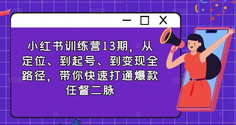 小红书训练营13期，从定位、到起号、到变现全路径，带你快速打通爆款任督二脉-生财有道