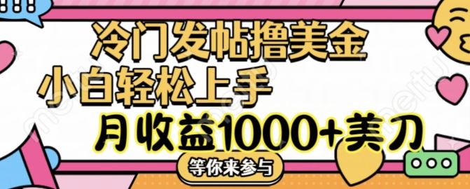 冷门发帖撸美金项目，月收益1000+美金，简单无脑，干就完了【揭秘】-生财有道