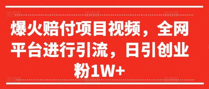 爆火赔付项目视频，全网平台进行引流，日引创业粉1W+【揭秘】-生财有道