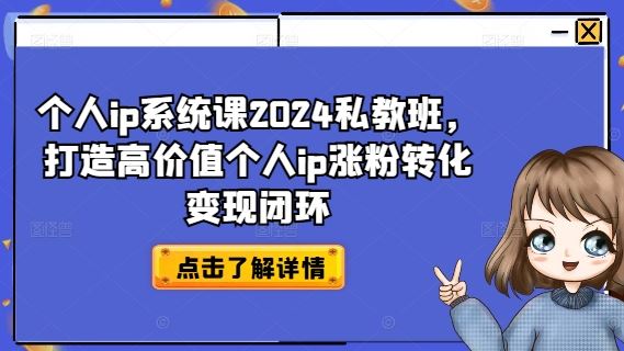 个人ip系统课2024私教班，打造高价值个人ip涨粉转化变现闭环-生财有道