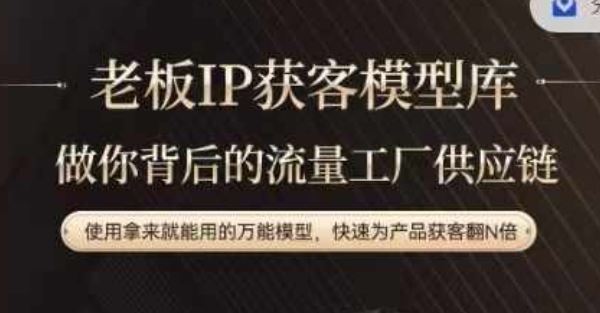 老板IP流量供应链，动作越少，账号越好，使用拿来就能用的万能模型，快速为产品获客翻N倍-生财有道