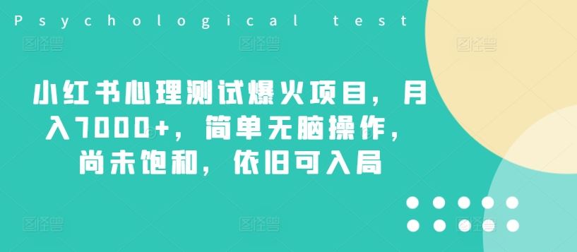 小红书心理测试爆火项目，月入7000+，简单无脑操作，尚未饱和，依旧可入局-生财有道