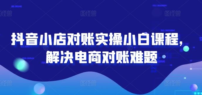 抖音小店对账实操小白课程，解决电商对账难题-生财有道