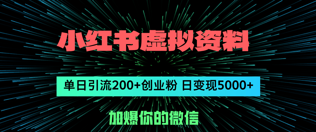 （12164期）小红书虚拟资料日引流200+创业粉，单日变现5000+-生财有道