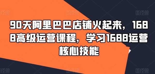 90天阿里巴巴店铺火起来，1688高级运营课程，学习1688运营核心技能-生财有道