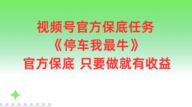 视频号官方保底任务，停车我最牛，官方保底只要做就有收益【揭秘】-生财有道