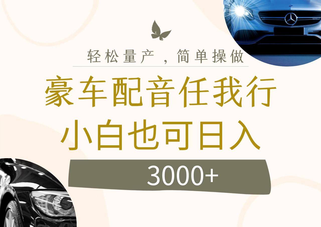 （12206期）不为人知的暴力小项目，豪车配音，日入3000+-生财有道