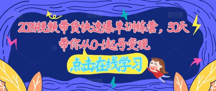 2024视频带货快速爆单训练营，30天带你从0-1起号变现-生财有道