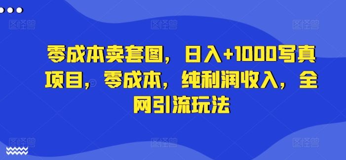 零成本卖套图，日入+1000写真项目，零成本，纯利润收入，全网引流玩法-生财有道