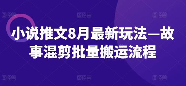 小说推文8月最新玩法—故事混剪批量搬运流程-生财有道