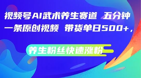 视频号AI武术养生赛道，五分钟一条原创视频，带货单日几张，养生粉丝快速涨粉【揭秘】-生财有道