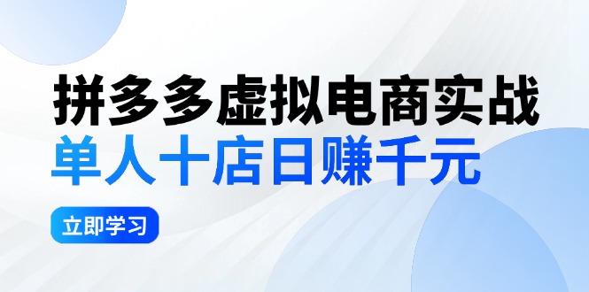 （12326期）拼多多虚拟电商实战：单人10店日赚千元，深耕老项目，稳定盈利不求风口-生财有道