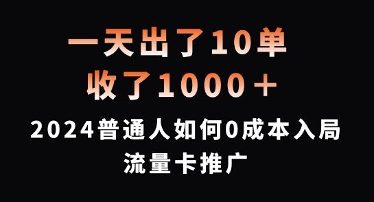 一天出了10单，收了1000+，2024普通人如何0成本入局流量卡推广【揭秘】-生财有道