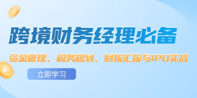 （12323期）跨境 财务经理必备：资金管理、税务规划、财报汇报与IPO实战-生财有道