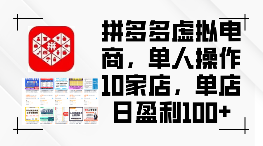 （12267期）拼多多虚拟电商，单人操作10家店，单店日盈利100+-生财有道