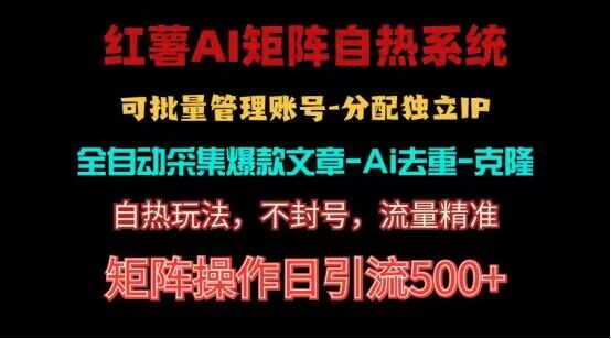 红薯矩阵自热系统，独家不死号引流玩法！矩阵操作日引流500+-生财有道